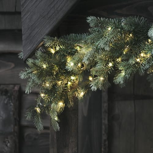 Lights4fun 150cm Dual LED Weihnachtsgirlande beleuchtet Girlande künstlich Außen Deko Weihnachten mit Timer
