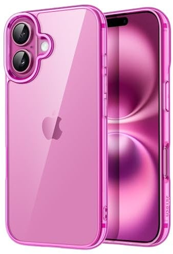 JETech Case for iPhone 16 6.1-Inch, Non-Yellowing Shockproof Phone Bumper Cover, Anti-Scratch Clear Back (Pink)