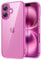 JETech Case for iPhone 16 6.1-Inch, Non-Yellowing Shockproof Phone Bumper Cover, Anti-Scratch Clear Back (Pink)