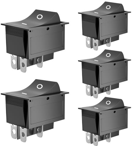 SCOOYUCK 5 Stücke Wippschalter DPDT 25mm x 31mm 4 Polig ON/OFF 16A 250V Kippschalter