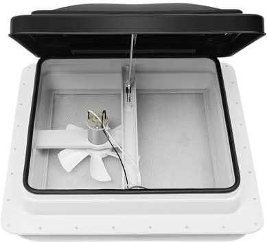 Dachfenster, Belüftete Oberlichter Caravanfenster mit Fliegengitter und Ventilatoren Schiebefenster Dachluke Universal Caravan für 14 x 14 Zoll Öffnungen