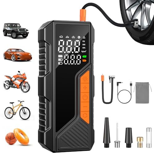 bedee Compressore Aria Portatile, 150PSI Gonfia Gomme Auto Portatile con Manometro e Torcia LED, Mini Compressore Portatile per Bicicletta, Auto, Moto, Palloni