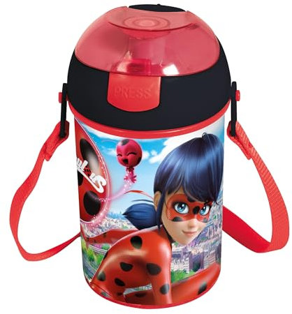 Ladybug Automatic Water Bottle – Pop Up Bottle 450 ml (Miraculous Pop Up Bottle)
