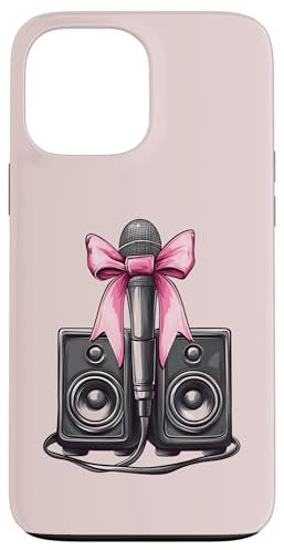 Coquette Bow Karaoke Singer Mic Altoparlanti Ragazza Mamma Rosa Custodia per iPhone 13 Pro Max