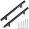 20pcs Matt Black Kitchen Cupboard Door Handles, 160mm Black Cabinet Handle, Stainless Steel T Bar Handle, Durable Kitchen Unit Black Cupboard Door Handles (Overall Length: 25cm)