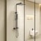 KOMIRO Duschsystem mit Thermostat, Regendusche mit armatur, Duscharmatur Schwarz, Duschgarnitur Kopfbrause, Verstellbarer Duschstange, Duschsäule Eckig