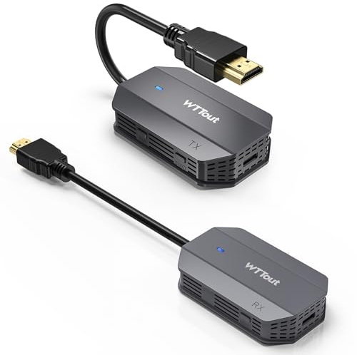 Wireless HDMI Transmitter and Receiver, HDMI Extender 165FT Long Range,Plug and Play, Support 2.4/5GHz for Streaming Video/Audio to TV/Monitor/Projector from PC/Camera/Laptop(Grey)
