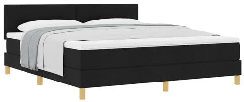 vidaXL Boxspringbett mit Matratze Schwarz Gepolstert 180X200 cm Modernes Design Stoff für Erwachsene Holzfüße Einfache Montage und Gemütlich Zeitgenössisch Qualitäts Polyester King Size Elegant