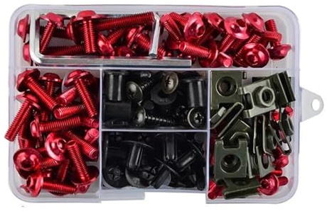 JHYBDP Verkleidungsschrauben Verkleidungsschrauben Für Suzuki GSXS1000 GSX-S1000 GSX S1000 GSXS 1000 GSX-S 1000, Unterlegscheiben, Muttern, Karosserieschrauben Karosserieschrauben-Set(Rot)
