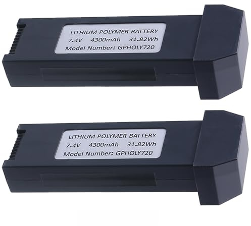 Dowwnel 4300mAh 7.4V HS720 Drone Battery Replacement for Holystone HS720/HS720E - 30min Extended Flight LiPo Battery (PC Fireproof, Lightweight) (2 Pack)