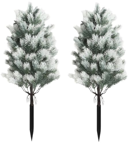 2 Packungen künstliche Zypressenpflanzen, 60 cm künstlicher Zedern-Formschnittbaum mit Erdspießen, UV-beständige künstliche Sträucher, geeignet für Weihnachtsdekoration im Freien und drinnen, für die