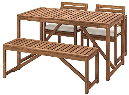 ProTuning NÄMMARÖ Tisch+2 Stühle+ Bank, Outdoor, hellbraun gebeizt/Frösön/Duvholmen beige