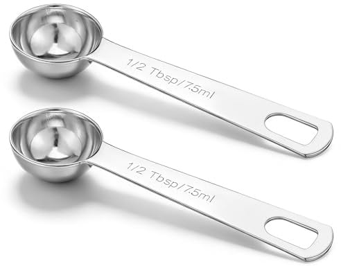 2 PCS Stainless Steel Tablespoon Measuring Spoon, Metal 1/2 Tbsp(1.5 TSP | 7.5 ML | 7.5 CC| 1/4 Oz) Measuring Spoons, Tablespoon Scoop for Kitchen Cooking Spoon(Silver)