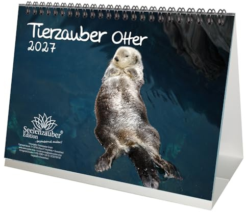 Tierzauber Otter DIN A5 Tischkalender für 2027 Fluß Natur Fisch - Seelenzauber