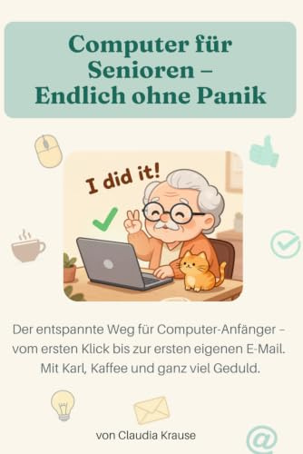 Computer für Senioren – Endlich ohne Panik: Der entspannte Weg für Computer-Anfänger – vom ersten Klick bis zur ersten eigenen E-Mail. Mit Karl, Kaffee und ganz viel Geduld.