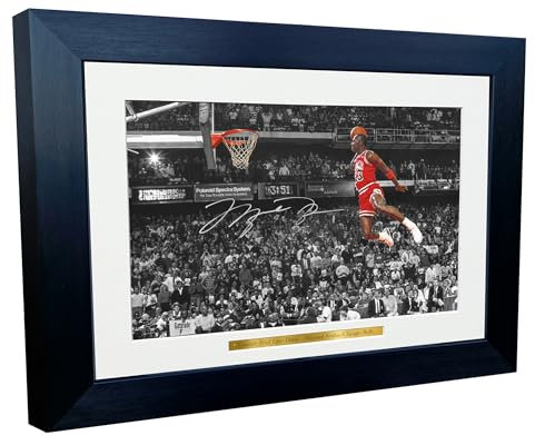 Bild und Fotorahmen, 30,5 x 20,3 cm, Motiv Michael Jordans berühmter Slam Dunk von der 3-Punkt-Linie, mit Autogramm, Größe A4