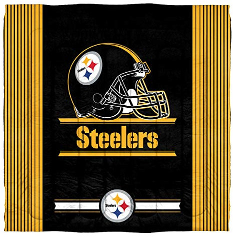 The Northwest Company Offiziell Lizenziertes NFL Pittsburgh Steelers Safety, Voll-/Queen-Bettdecke und 2 Kissenbezüge, 218,4 x 218,4 cm, Schwarz
