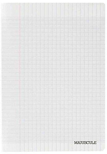 MAJUSCULE Cahier piqué 48 pages 24x32 Séyes couverture polypropylène incolore