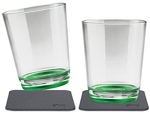 silwy® Magnetischer Trinkbecher rutschfest und bruchsicher inkl. zwei Nano Gel Pads aus Metall (Set von 2 // Sour Green)