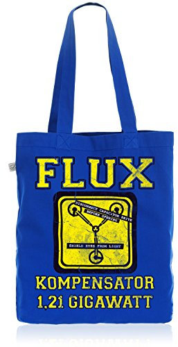 style3 Flux Kompensator Bio-Baumwolle Beutel Jutebeutel Tasche Zurück Zeitreise Zukunft Sci-Fi, Farbe:Blau
