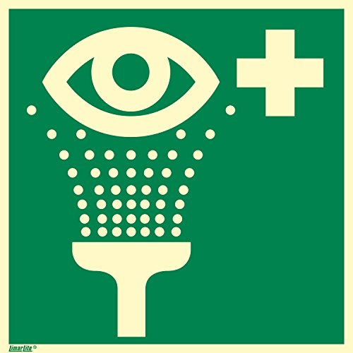 Augenspüleinrichtung Schild – Rettungszeichen Schild gemäß ASR A1.3 / ISO 7010 E011 | 200 x 200 mm | Hart-PVC langnachleuchtend, Sicherheitszeichen, Made in Germany