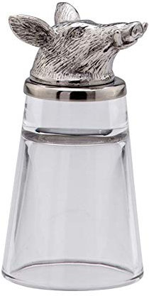 Edelstahl Zylinder Schnapsglas 4 cl ohne Henkel - ausgefallenes Shotglas mit Jagdmotiv Wildschwein Ø 4.5 cm - individueller Stamper mit Fuß - Highlight zu jeder Payrty, Feier oder an der Bar