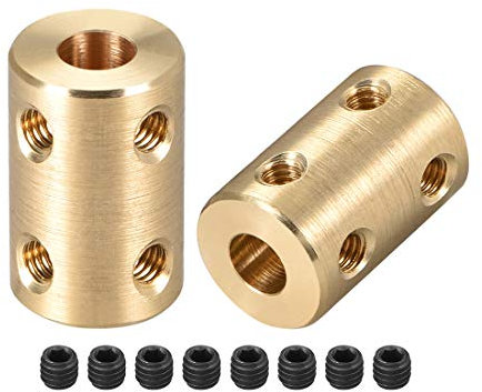 sourcing map 2 Stück 5mm bis 6mm Bohrung Starre Kupplungsschraube L22XD14 Kupfer Wellenkupplungsverbinder Motorzubehör