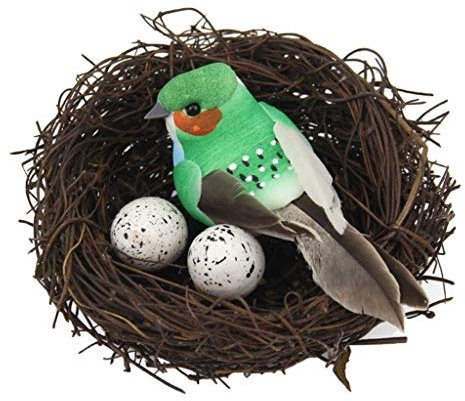 LOVIVER 1 Vogel Dekofigur Dekovögel Vogel Ornament Garten Deko mit und Eier