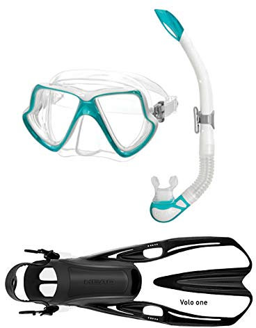 Mares Wahoo + Volo One Schnorchelset (Aqua-weiß, S/M (35-38))