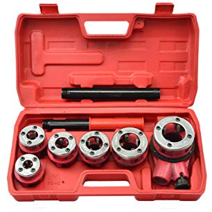 BSD Set Filiera per Tubi Idraulici - Kit Filettatura per Tubi Idraulici - 7 Pezzi - 1/4”, 3/8”, 1/2”, 3/4”, 1” e 5/4”