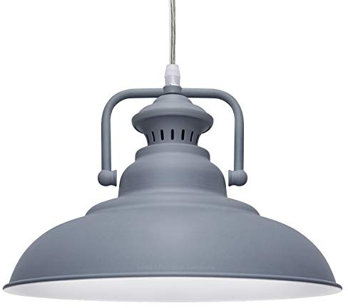Industrial Vintage Pendant Light Shade Grey Metal Hanging Retro Ceiling Lamp Shade M0113