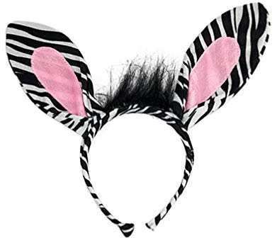 Amosfun Kinder Tiara Zebra Ohr Stirnband Plüsch Zoo Tier Dschungel Haarreifen Kopfschmuck Haarbänder Haarschmuck für Weihnachten Festival Performance Requisiten Häschen Stofftiere