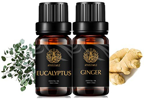 Aromatherapie Eukalyptus ätherisches Öl Set für Seifenherstellung, 100% reine Ingwer ätherische Öle Kit für Diffusor, 2X10ml therapeutische Qualität Ingwer Öle für Hause, 100% reine Eukalyptus Öle Kit