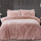Sleepdown Luxury Long Pile Faux Fur Blush Pink Super Soft Easy Care Duvet Cover Quilt Bedding Set with Pillowcases - King (220cm x 230cm)