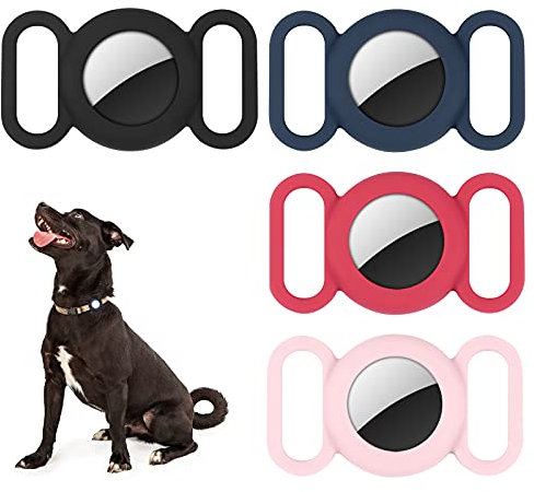 Airtag Hundehalsband, Silikonhülle für GPS-Tracking-Finder, Schutzhülle kompatibel mit Apple Airtag, Sicherheit und Anti-Verlust, Hundehalsband, Katzenschlaufe, Haustierzubehör (Farben 4)