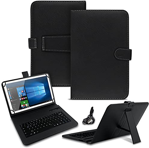 NAUC Tastatur Hülle kompatibel mit VALE Tablet V10E LTE-464 / V10A Tasche QWERTZ Bluetooth Schutzhülle Keyboard kabellos deutsche Tastatur QWERTZ Layout Case 10.3 Cover, Farben:Schwarz