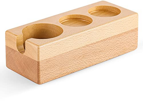 MHW-3BOMBER Kaffeesiebträgerhalter, Espresso-Ständer, geeignet für 58 mm, Barista-Werkzeuge, Zubehör, Verteiler, Tamp-Station (Buchenholz)