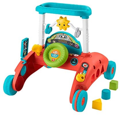 Fisher-Price Trotteur à 2 côtés, Rythme Stable et Réguliertrotteur interactif inspiré des voitures, Version: Anglais, UK; Italien; Portuguese; Espagnol, Castillan, HJP46