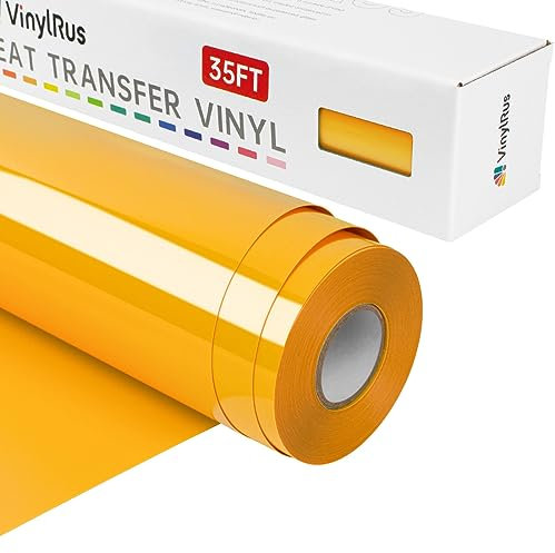 VinylRus Rouleau de vinyle de transfert thermique - 30,5 cm x 10,7 m - Jaune - Pour chemises - Vinyle de transfert thermique pour Silhouette Cameo, Cricut - Facile à couper et à désherber