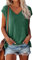 OLIPHEE Camiseta Basica Mujer Verano Mangas Cortas Camiseta Elegante Blusas Casual Toppar T-Shirt Basica Verde Oscuro XXL