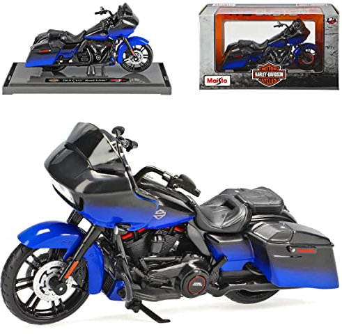Harley Davidson 2018 CVO Road Glide Schwarz Blau 1/18 M*a*i*s*t*o Modell Motorrad mit individiuellem Wunschkennzeichen