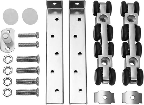 Laufwagen Set für 20mm / 25mm Laufprofil in 7 Ausführungen Rollwagen Schiebetürbeschlag Türaufhängung Torhalter Türhalter (8 Rollen/123mm)