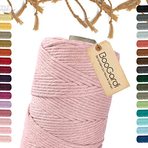 BooGardi Makramee Garn · viele Farben · Lachs 3mm x 200m · 3mm oder 5mm · Wollgarn · kreatives knüpfen weben Stricken · DIY Boho Garn