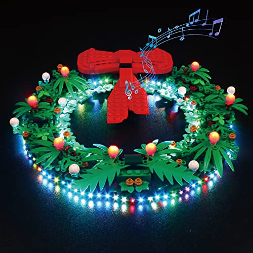 Music Version (Spiel Musik) Led Licht Set Kompatibel mit Lego Weihnachtskranz, Dekorationsbeleuchtungsset für 40426 2-in-1-Adventskranz Kreative Spielzeuglichter -Kein Modell