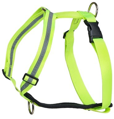 FINNERO SALO Trainingsgeschirr – Antizug Y-Geschirr für Hunde & Welpen – Verstellbar, Gepolstert & Reflektierend – L, Light Yellow