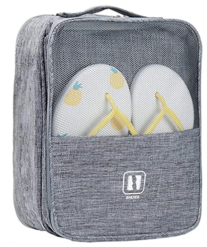 Reise Schuhtasche, wasserdichte Schuhtasche hält 3-Paar Schuhe für Reise tragbare Schuhe Tasche und täglichen Gebrauch Aufbewahrungstasche mit Griff (grau, L)