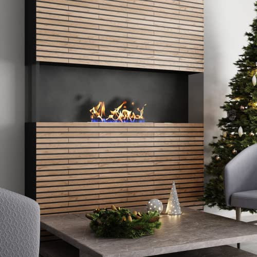 ABACHI WOOD Dekorative Holzleisten, selbstklebend, einfache Installation mit 3M-Klebeband, Decken- und Wandpaneele, Packung mit 30 Stück, verschiedene Größen, Dekoration und Wärme für Zuhause (weiß)
