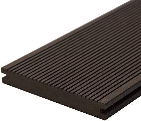 HORI® WPC Terrassendielen Komplettset Massiv | | Splitterfrei & witterungsbeständig | Inkl. Unterkonstruktion & Befestigungsset | Fläche: g) 14 m² I 5200 mm Dielenlänge I Braun