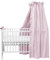 balbina Baldachin 100% Baumwolle, Deko-Set für Kinderbett, Betthimmel mit Rüsche & Schleife, Moskitonetz für Babyzimmer, Undurchsichtiger Bettvorhang ohne Himmelstange, 240 x 165 cm, Puderrosa Dunkel