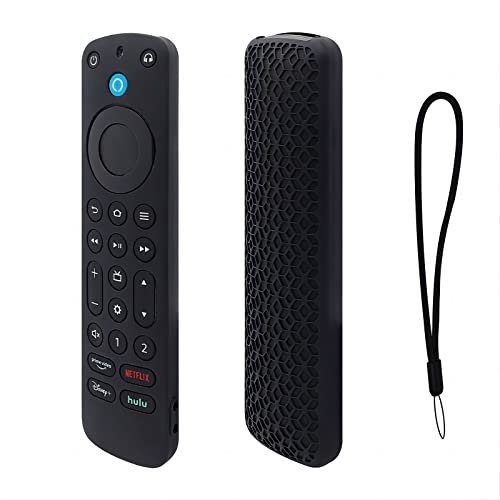 KNOXS Silikon Schutzhülle Kompatibel mit Alexa Voice Remote Pro, Stoßfeste,rutschfest,staubdichte Leichte Silikon-Fernbedienung Hülle Case (Schwarz)